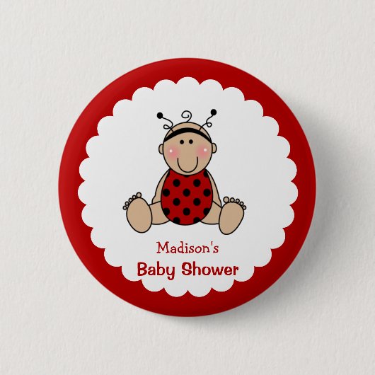 Personalisierte Lady Bug Baby Dusche Button (Vorderseite)