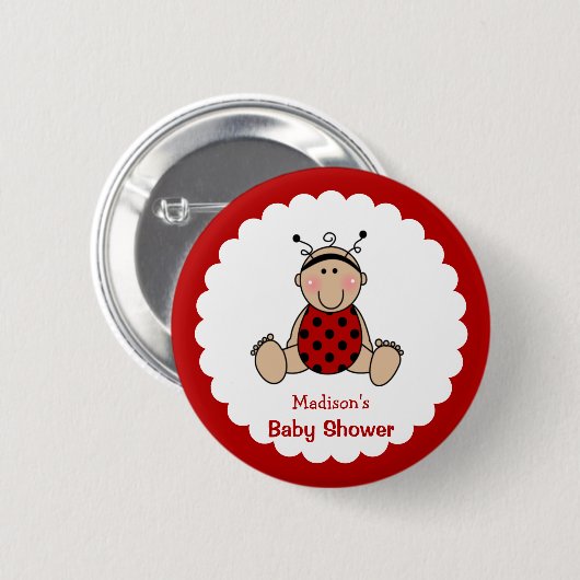 Personalisierte Lady Bug Baby Dusche Button (Vorne & Hinten)