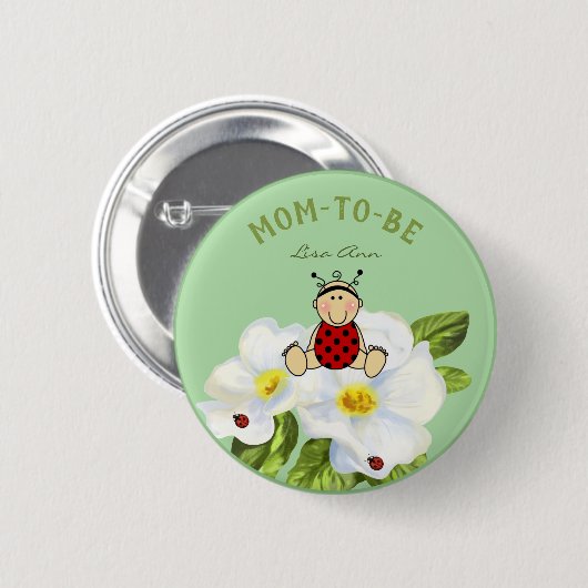 Personalisierte Lady Bug Baby Dusche Gastgeschenke Button (Vorne & Hinten)