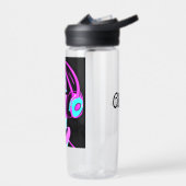 Personalisierte Lady in Kopfhörern spielt Musik Trinkflasche (Links)