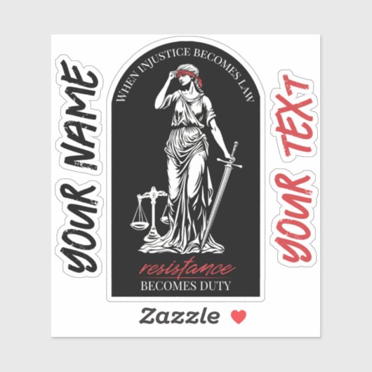Personalisierte Lady Justice Aufkleber (Blatt)