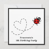 Personalisierte Ladybird Herzmuster Einladung (Vorderseite)