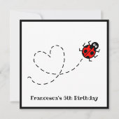 Personalisierte Ladybird Herzmuster Einladung (Vorderseite)