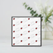 Personalisierte Ladybird Herzmuster Einladung (Stehend Vorderseite)