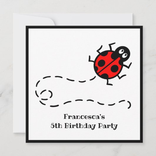 Personalisierte Ladybird-Muster Einladung (Vorderseite)