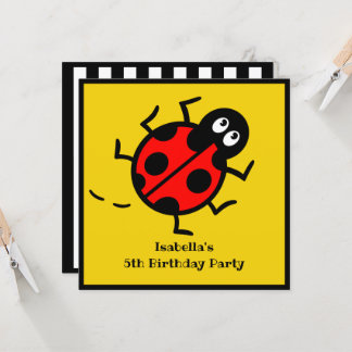 Personalisierte Ladybird-Muster Einladung