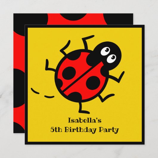 Personalisierte Ladybird-Muster Einladung (Vorne/Hinten)