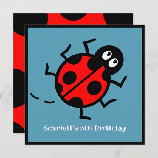 Personalisierte Ladybird-Muster Einladung (Vorne/Hinten)