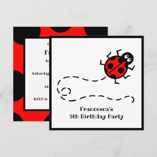 Personalisierte Ladybird-Muster Einladung (Vorne/Hinten)