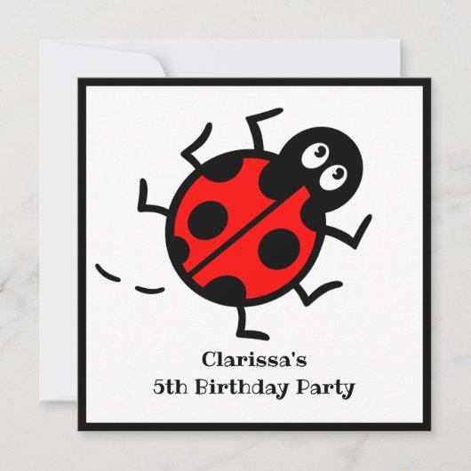 Personalisierte Ladybird-Muster Einladung (Vorderseite)