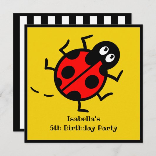 Personalisierte Ladybird-Muster Einladung (Vorne/Hinten)