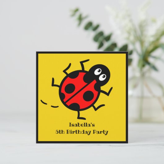 Personalisierte Ladybird-Muster Einladung (Stehend Vorderseite)