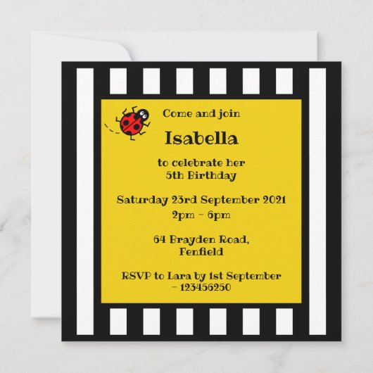 Personalisierte Ladybird-Muster Einladung (Rückseite)