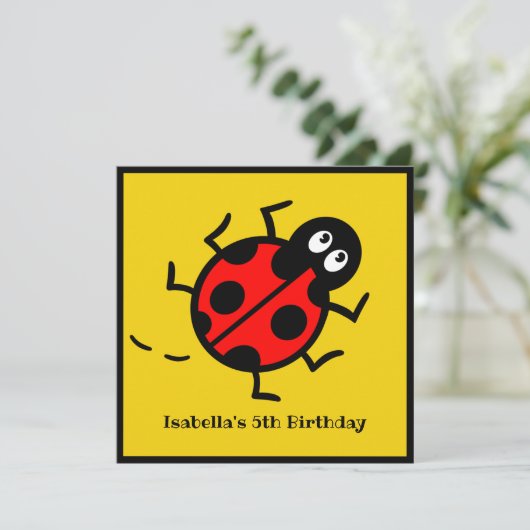Personalisierte Ladybird-Muster Einladung (Stehend Vorderseite)