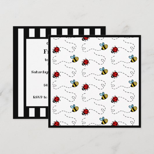 Personalisierte Ladybird und Hummel Einladung (Vorne/Hinten)