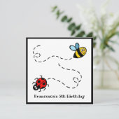 Personalisierte Ladybird und Hummel Einladung (Stehend Vorderseite)