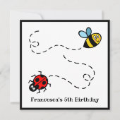 Personalisierte Ladybird und Hummel Einladung (Vorderseite)
