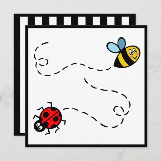 Personalisierte Ladybird und Hummel Einladung (Vorne/Hinten)