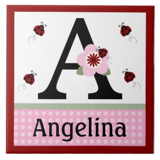 Personalisierte Ladybug & Blume 2 Buchstabennamens Fliese