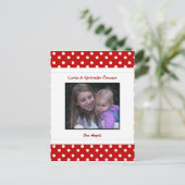 Personalisierte Ladybug & Polka Dot Postkarte (Stehend Vorderseite)