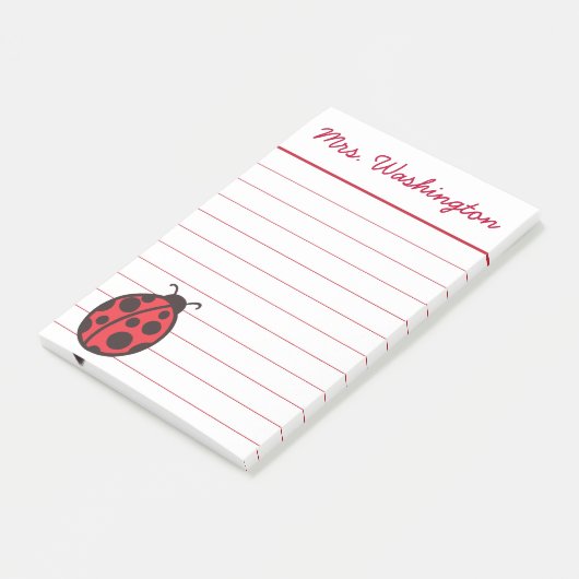 Personalisierte Ladybug Post It Notes Post-it Klebezettel (angewinkelt)