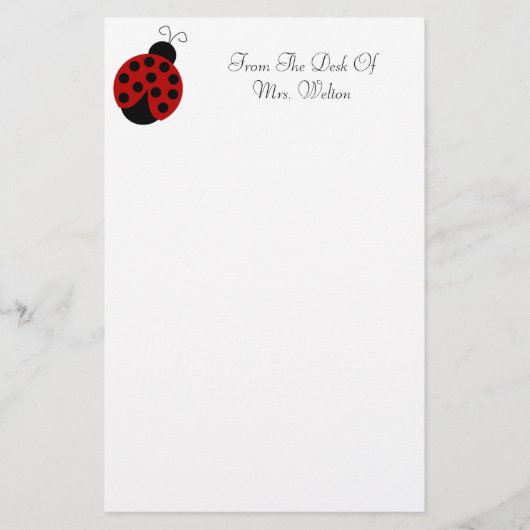 Personalisierte Ladybug Stationery Briefpapier (Vorderseite)