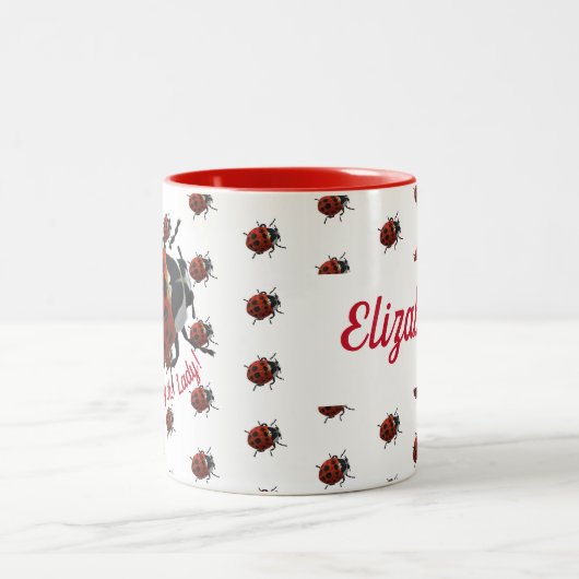 Personalisierte Ladybug-Tasse Zweifarbige Tasse (Mittel)
