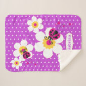 Personalisierte Ladybugs Ladyvögel rosa lila Sherpadecke (Vorderseite (Horizontal))