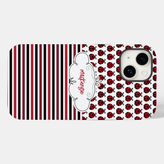 Personalisierte Ladybugs & Strips-Handy-Fall Case-Mate iPhone Hülle (Rückseite (Horizontal))