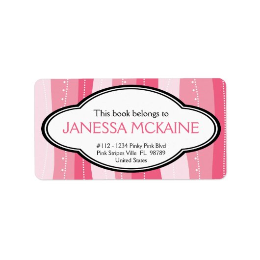 Personalisierte Ladys Pink Wavy Stripes Buchungspl Adressaufkleber (Vorne)