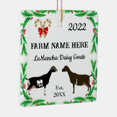 Personalisierte LaMancha Milchziegenfarm Weihnacht Keramikornament (Rechts)