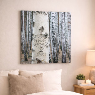 Personalisierte ländliche geschnitzte Namen im Her Leinwanddruck