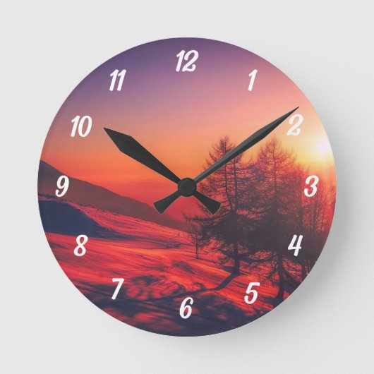 Personalisierte Landschaft Runde Wanduhr (Vorderseite)