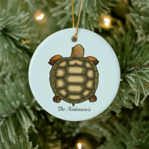 Personalisierte Landschildkröte auf Hellblau Keramik Ornament