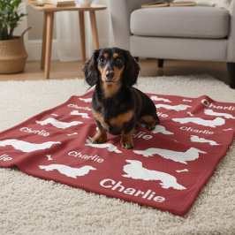 Personalisierte Langhaar Dackel Red Dog Blanket Fleecedecke
