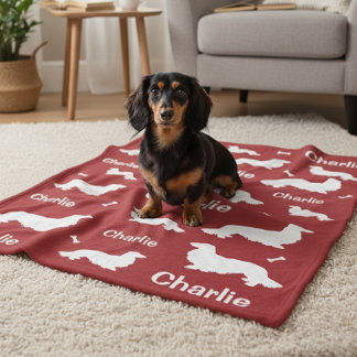 Personalisierte Langhaar Dackel Red Dog Blanket Fleecedecke