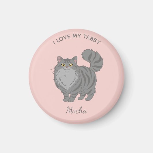 Personalisierte Langhaar-Graue-Tabby-Katzenmutter Magnet (Vorne)