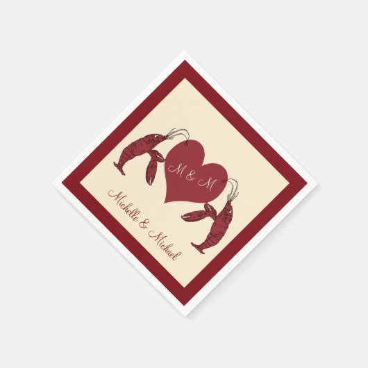 Personalisierte Langusten mit Herz Serviette (Ecke)