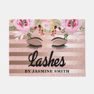 Personalisierte Lashes Rose Gold Glitzer Fußmatte
