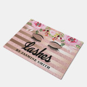Personalisierte Lashes Rose Gold Glitzer Fußmatte (Schrägansicht)