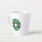 Personalisierte latte Kaffee-Tasse mit Bohnenlogo Milchtasse (Linke Ecke)