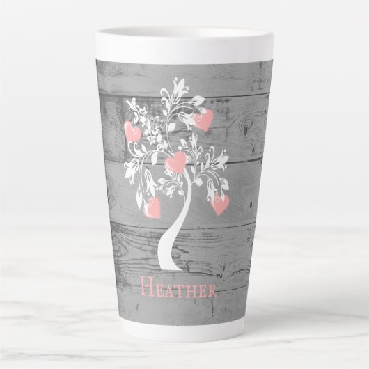 Personalisierte Latte-Tasse in Rosa Milchtasse (Vorderseite)