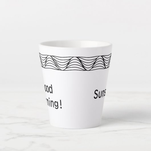 Personalisierte Latte-Tasse in Schwarz und Weiß Milchtasse (Vorderseite)