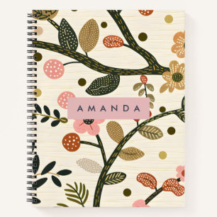 Personalisierte Launische Retro-Herbstblume Notizblock