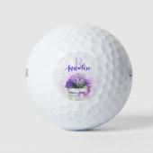 Personalisierte Lavendel-Blume Feminine Golfball (Vorderseite)