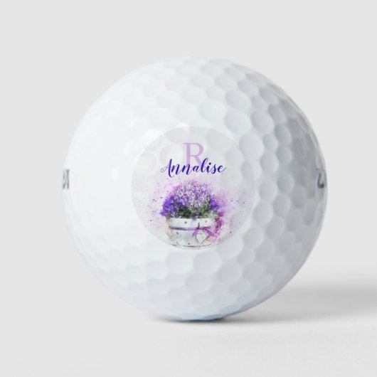 Personalisierte Lavendel-Blume Feminine Golfball (Vorderseite)
