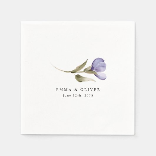 Personalisierte Lavendel-Blumenhochzeit Serviette (Vorderseite)