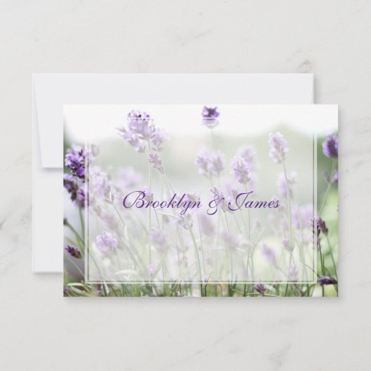 Personalisierte Lavendel-Bohemische Hochzeitskarte RSVP Karte (Rückseite)