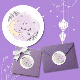 Personalisierte Lavendel-Eid-Mubarak-Aufkleber Runder Aufkleber