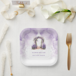Personalisierte Lavendel Garden Wedding Pappteller